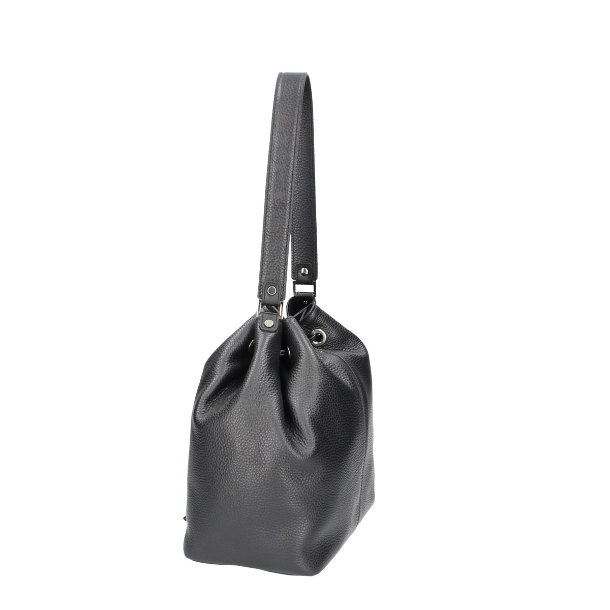 Beuteltasche 26x15x25cm in Schwarz aus Leder - leder-accessoires.com