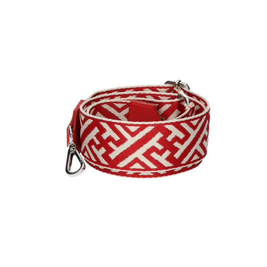 Taschenriemen|Wechselriemen Rot|Gemustert mit Karabiner Silber - leder-accessoires.com