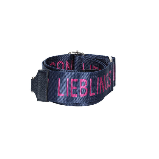 Taschenriemen|Wechselriemen "Lieblingsmensch" in Blau|Pink - leder-accessoires.com