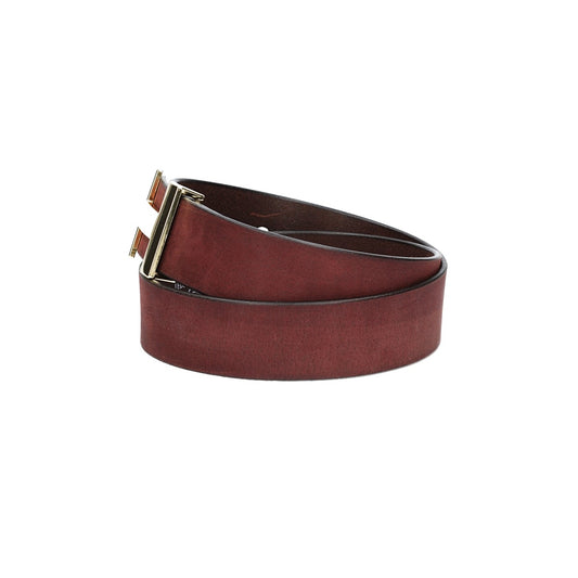 Ledergürtel Bordeaux 40mm mit H-Schließe in Gold - leder-accessoires.com