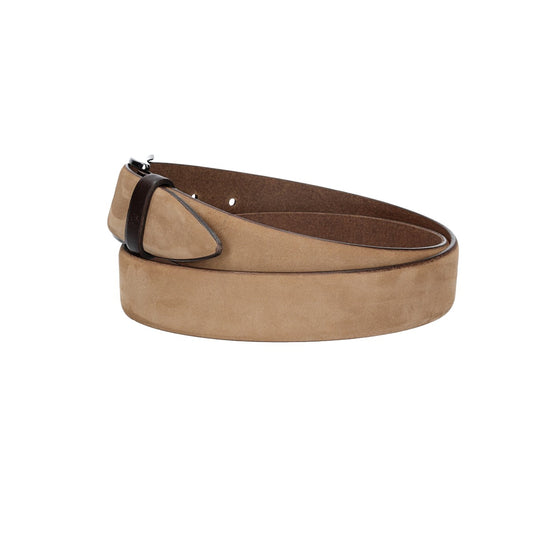 Herren-|Anzugsgürtel 35mm in Taupe aus Nubukleder bombiert - leder-accessoires.com