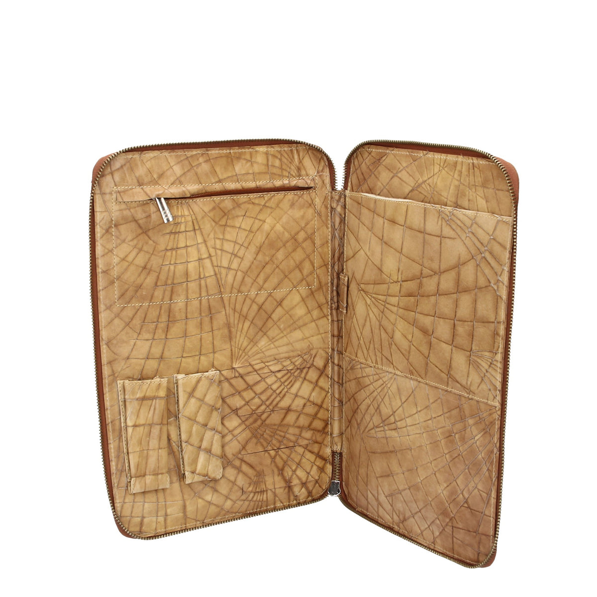 Dokumentenmappe-| Organizer A4 in Beige mit geschlitzter Optik - leder-accessoires.com