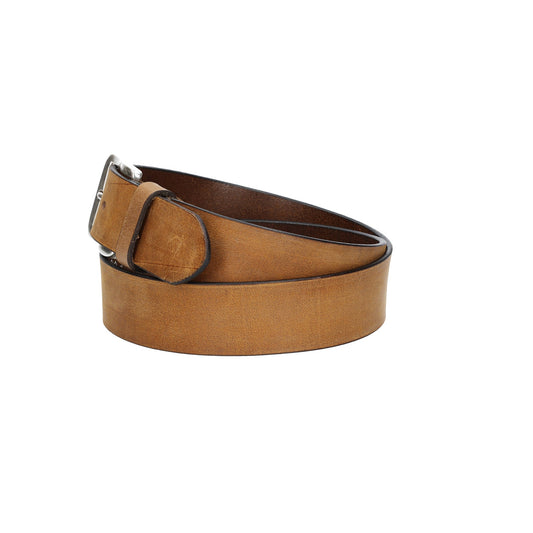 Ledergürtel Gelb|Ocker 40mm mit Dornschließe in Silber - leder-accessoires.com