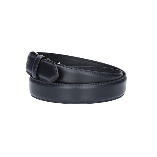 Herren-|Anzugsgürtel 35mm in Blau abgenäht aus Vollrindleder bombiert - leder-accessoires.com