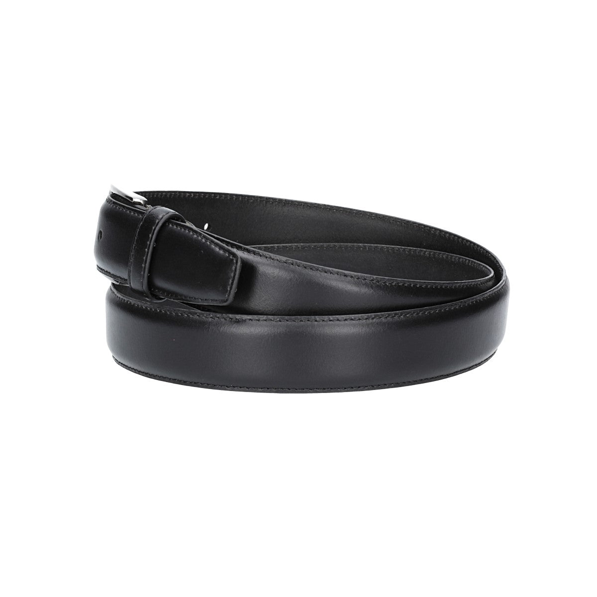 Herren-|Anzugsgürtel 35mm bombiert und abgenäht in Schwarz mit Dornschließe - leder-accessoires.com