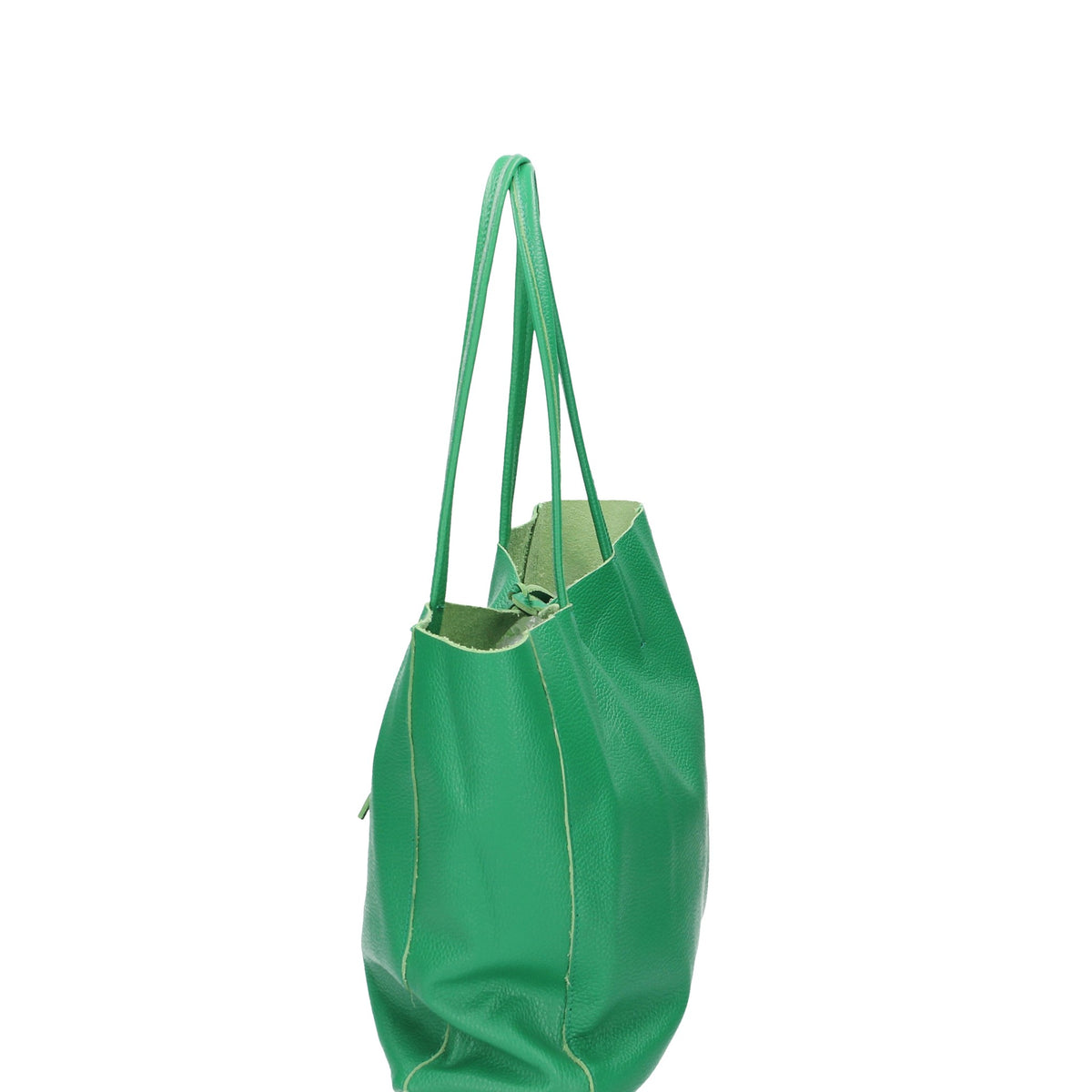 Shopper im Querformat 35x12x30cm in Grün aus Leder - leder-accessoires.com