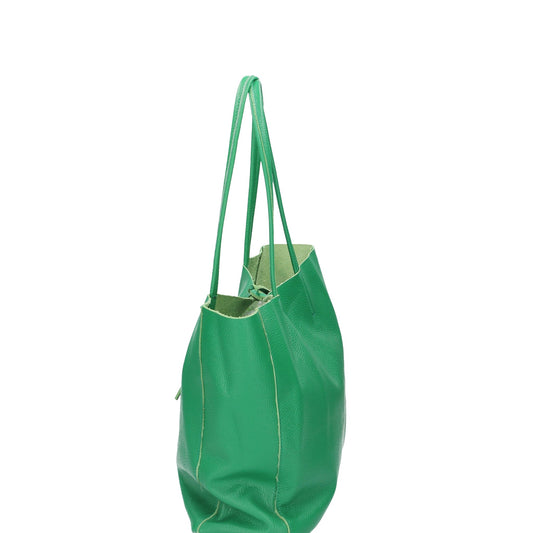Shopper im Querformat 35x12x30cm in Grün aus Leder - leder-accessoires.com