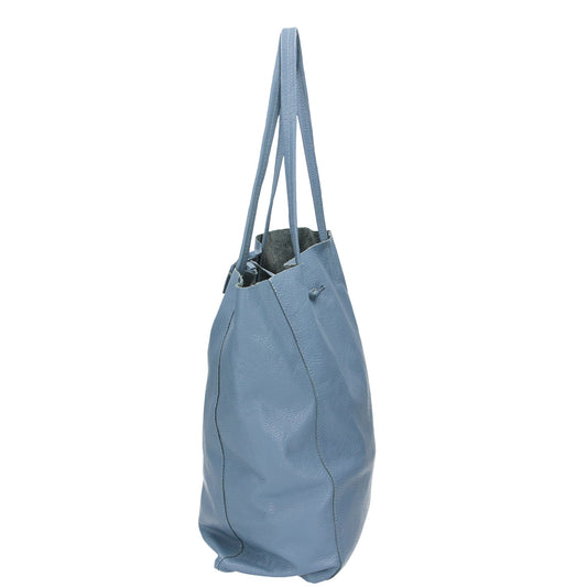 Shopper 28x13x35cm in Jeansblau aus Leder - leder-accessoires.com