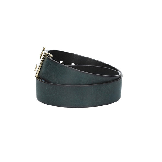 Ledergürtel Marine 40mm mit H-Schließe in Gold - leder-accessoires.com