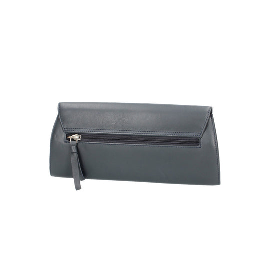 Clutch mit Überschlag in Blau|Marine aus Leder - leder-accessoires.com