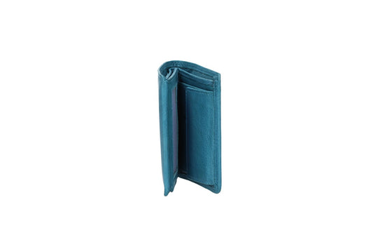 Geldbörse Hochformat klein in Türkis aus Leder - leder-accessoires.com