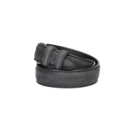 Herren-|Anzugsgürtel 35mm matt abgenäht in Schwarz aus Leder - leder-accessoires.com
