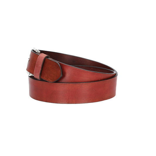 Ledergürtel Rot 40mm mit Dornschließe in Silber - leder-accessoires.com