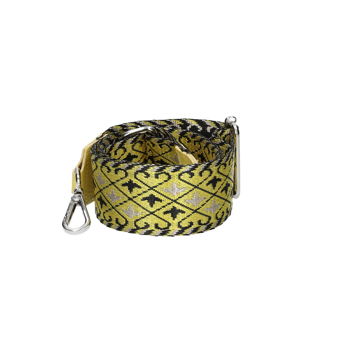 Taschenriemen|Wechselriemen Gelb|Muster mit Karabiner Silber - leder-accessoires.com
