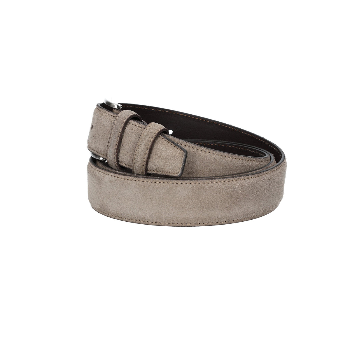 Herren-|Anzugsgürtel 35mm Nappa abgenäht in Taupe aus Leder - leder-accessoires.com