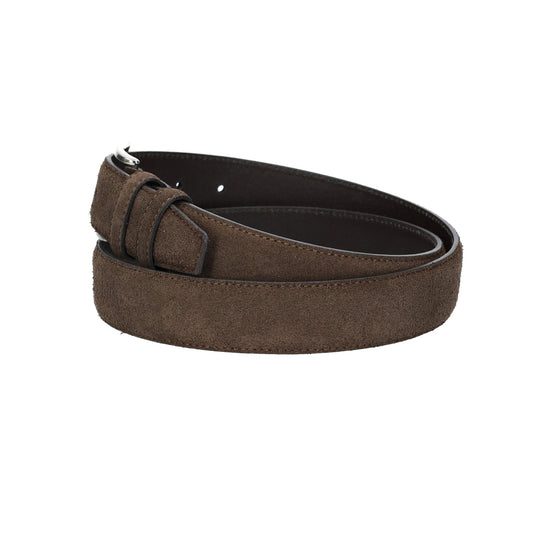 Herren-|Anzugsgürtel 35mm Nappa abgenäht in Braun aus Leder - leder-accessoires.com