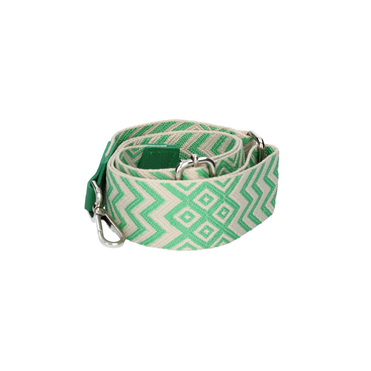 Taschenriemen|Wechselriemen in Grün gezackt mit Karabiner Silber - leder-accessoires.com