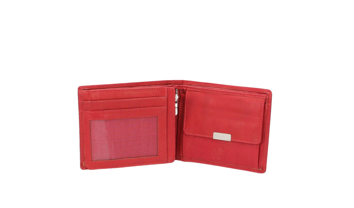 Geldbörse Querformat mit Reißverschluss in Rot aus Leder - leder-accessoires.com