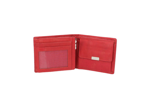 Geldbörse Querformat mit Reißverschluss in Rot aus Leder - leder-accessoires.com