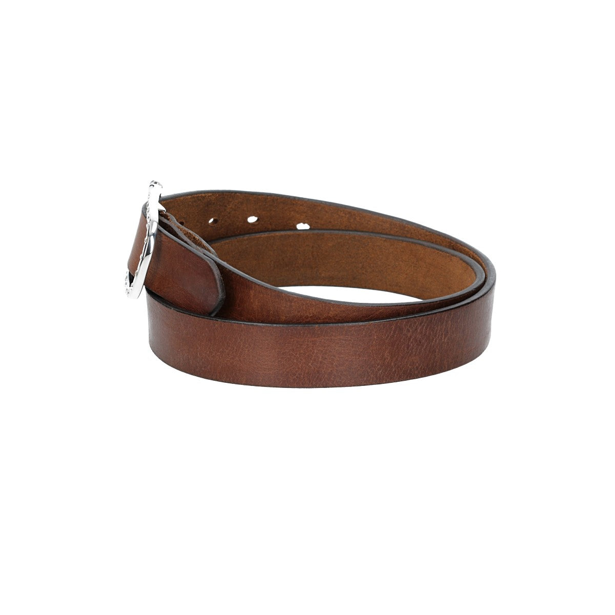 Ledergürtel 30mm in Braun mit Strass-Schließe in Silber - leder-accessoires.com
