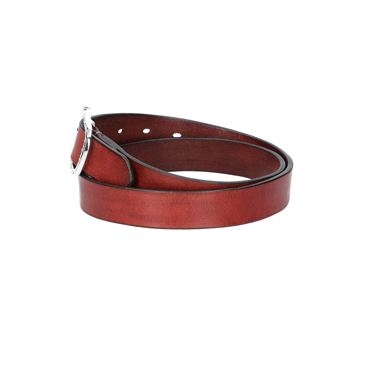 Ledergürtel 30mm in Rot mit Strass-Schließe in Silber - leder-accessoires.com