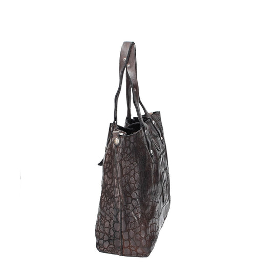 Campomaggi Schultertasche "Centaurus" aus Leder in Schwarz mit Krokoprägung - leder-accessoires.com