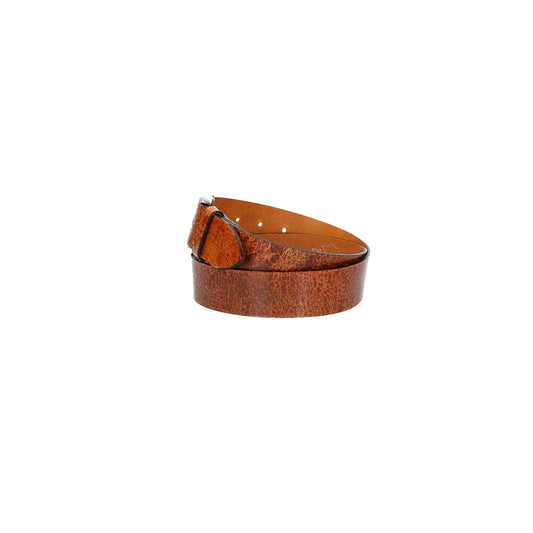 Ledergürtel 40mm Cognac gecrashte Optik mit Dornschließe in Silber - leder-accessoires.com