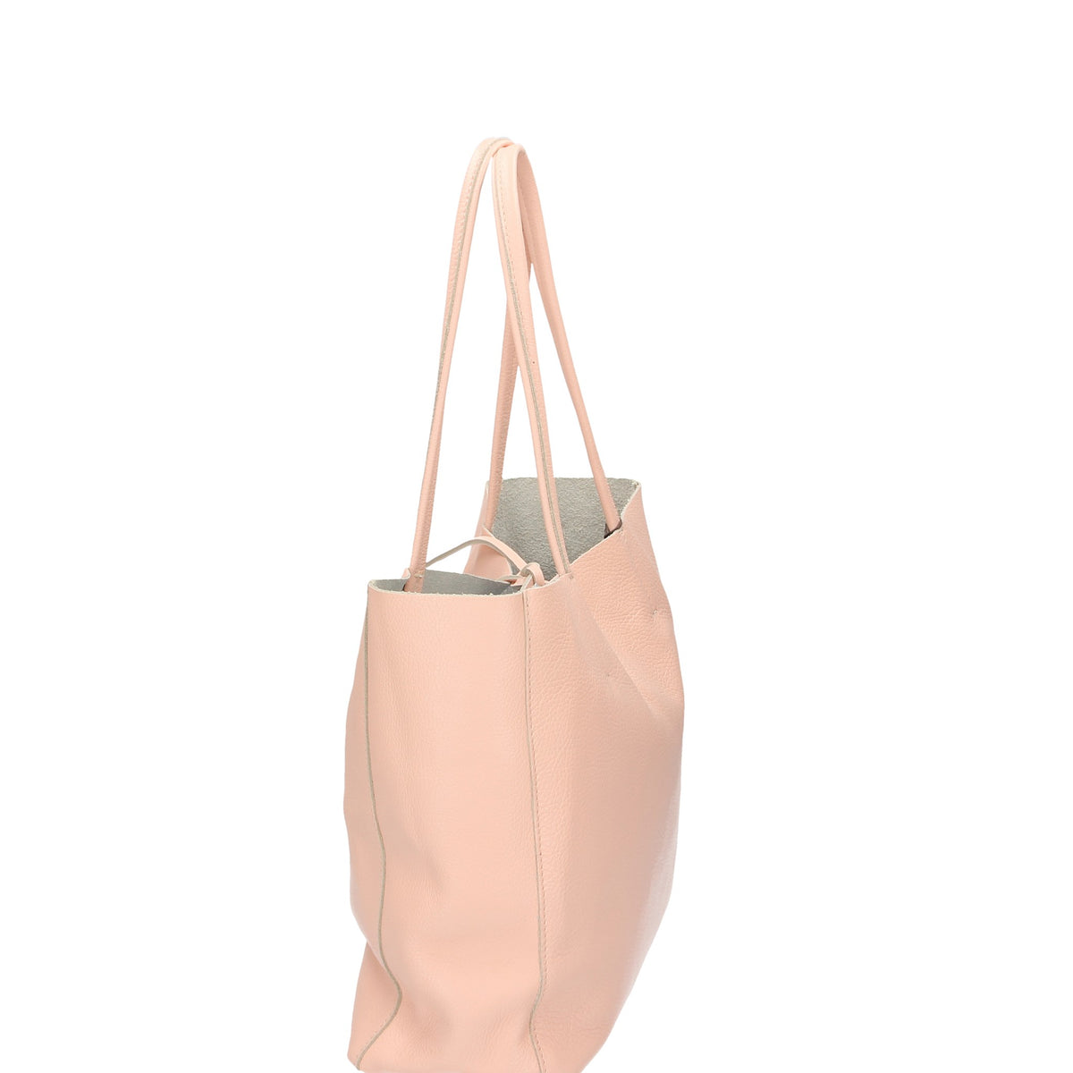 Shopper im Querformat 35x12x30cm in Rose| Nude aus Leder - leder-accessoires.com