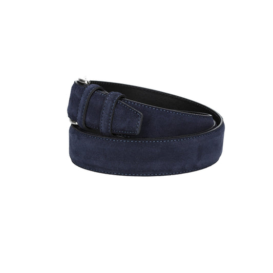 Herren-|Anzugsgürtel 35mm Nappa abgenäht in Dunkelblau aus Leder - leder-accessoires.com