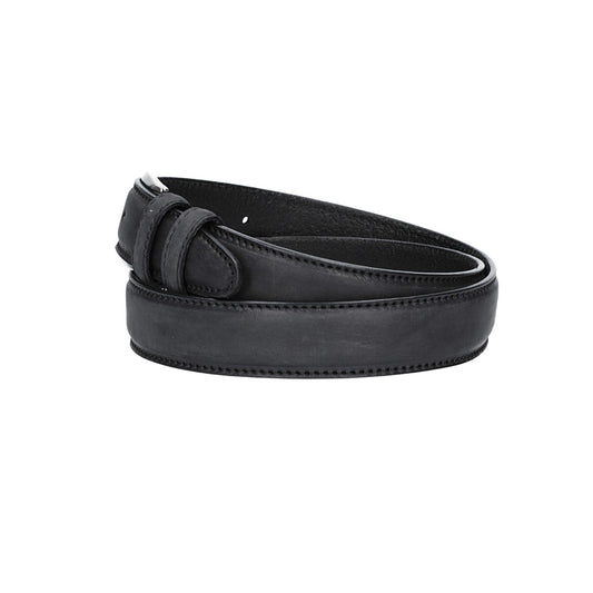 Herren-|Anzugsgürtel 35mm Schwarz abgenäht bombiert - leder-accessoires.com