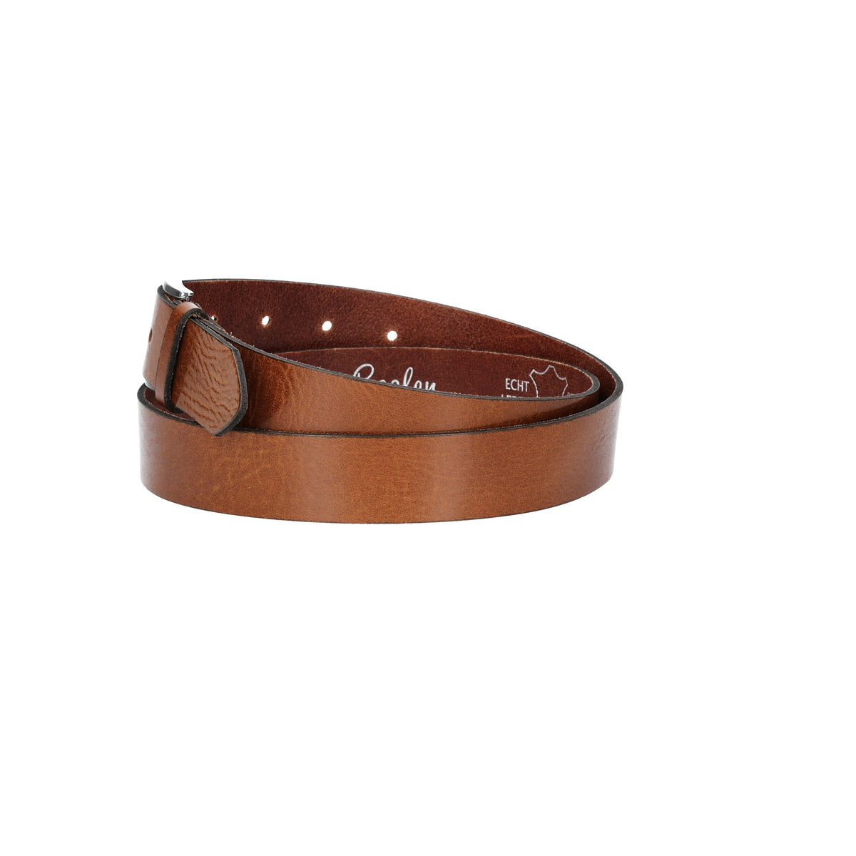 Ledergürtel Cognac 30mm mit Dornschließe in Silber - leder-accessoires.com