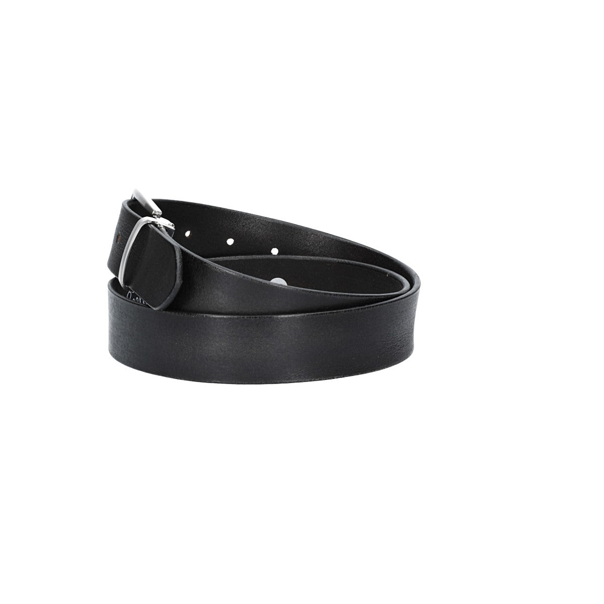 Ledergürtel Schwarz 35mm mit Metallschlaufe und Dornschließe in Silber - leder-accessoires.com