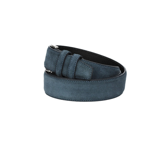 Herren-|Anzugsgürtel 35mm Nappa abgenäht in Blau|Marine aus Leder - leder-accessoires.com