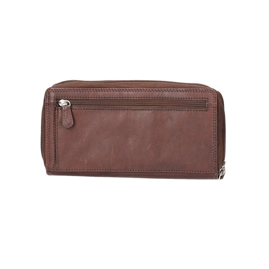 Lederbörse 20x10cm in Braun mit Reißverschluss - leder-accessoires.com