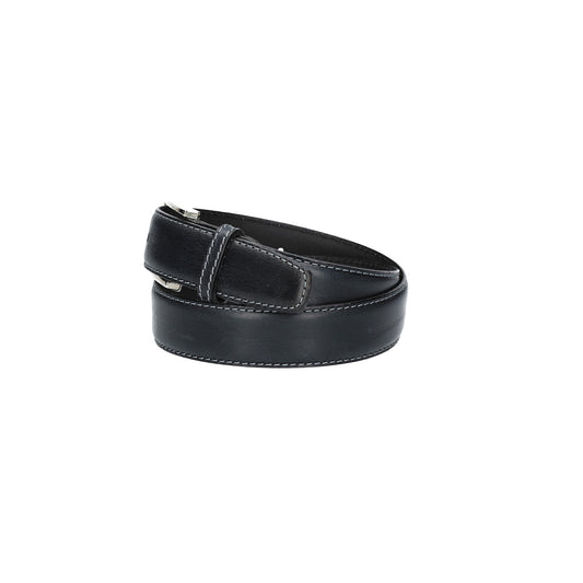 Ledergürtel Kids Blau 25mm und weiß abgenäht mit Schließe Silber - leder-accessoires.com