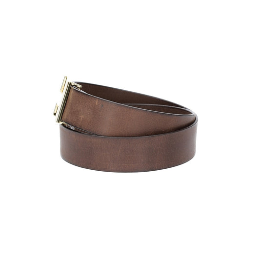 Ledergürtel Braun 40mm mit H-Schließe in Gold - leder-accessoires.com