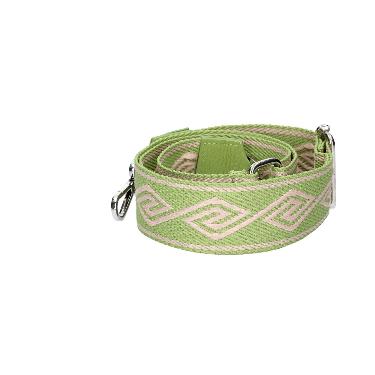 Taschenriemen|Wechselriemen in Grün Raute mit Karabiner Silber - leder-accessoires.com