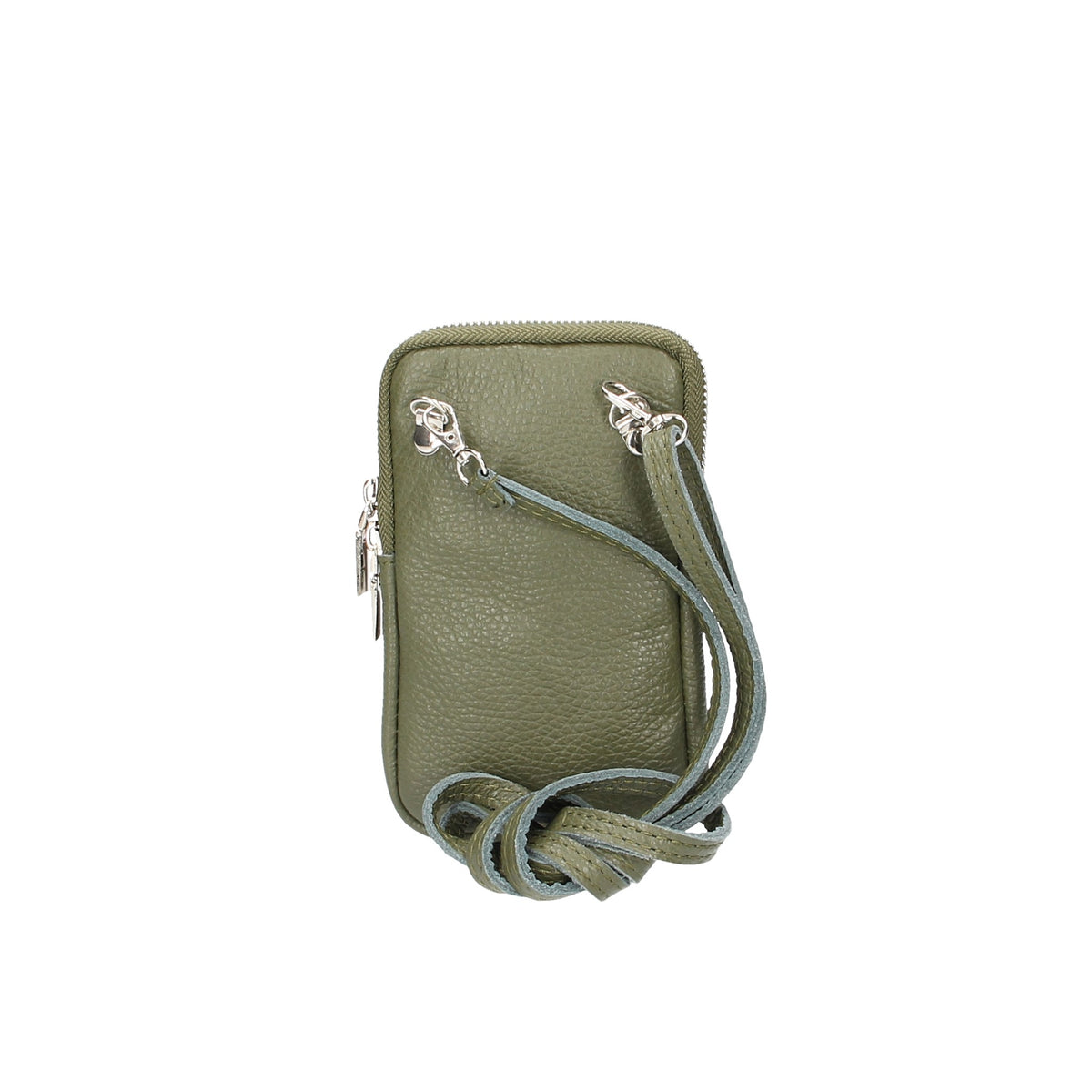 Handytasche 16x10cm in Oliv aus Leder - leder-accessoires.com