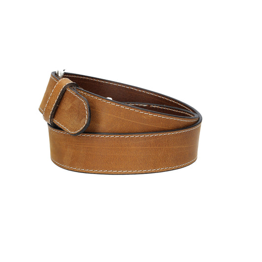 Ledergürtel Gelb|Ocker 40mm abgenäht mit Dornschließe in Silber - leder-accessoires.com