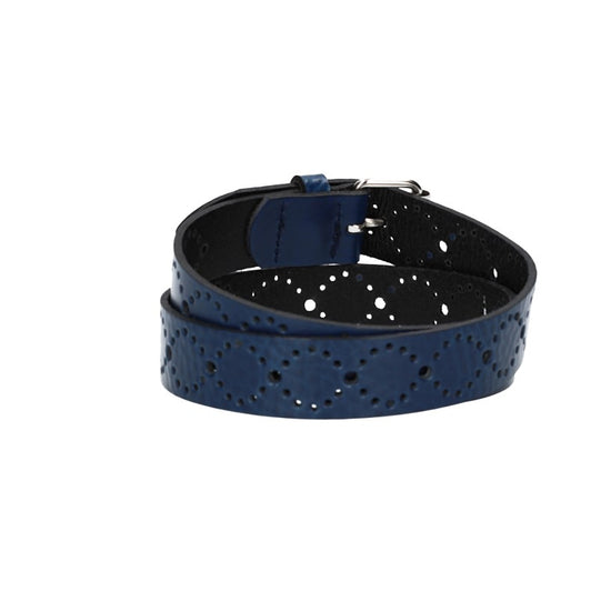 Ledergürtel Kids 25mm in Dunkelblau mit Lochmuster und Rollschließe in Silber - leder-accessoires.com