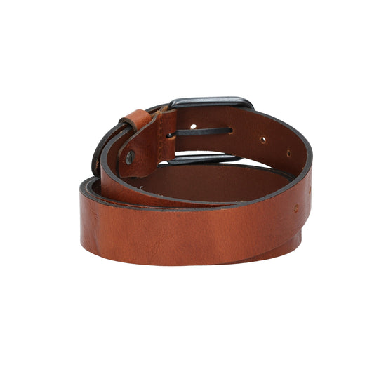 Herren-|Anzugsgürtel 35mm in Cognac mit schwarzer Schließe aus Leder - leder-accessoires.com