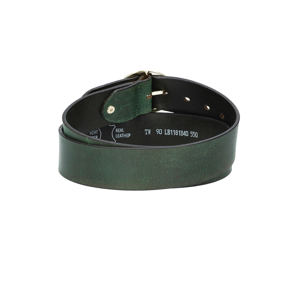Ledergürtel Grün 40mm mit goldener Vollschließe - leder-accessoires.com