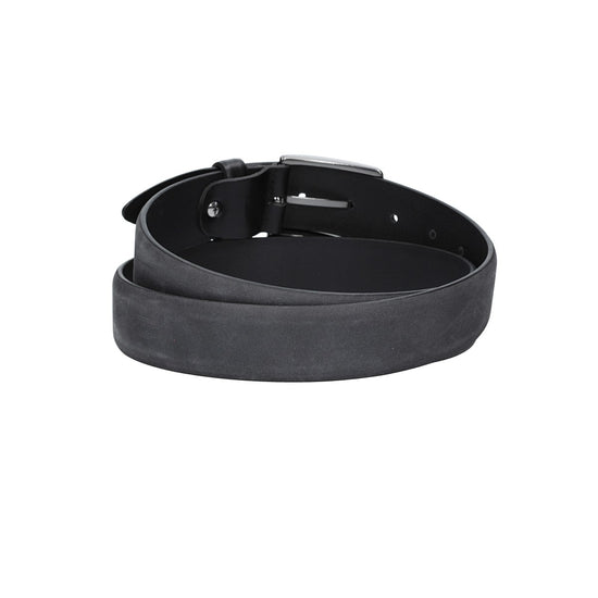 Herren-|Anzugsgürtel 35mm in Schwarz aus Nubukleder bombiert - leder-accessoires.com