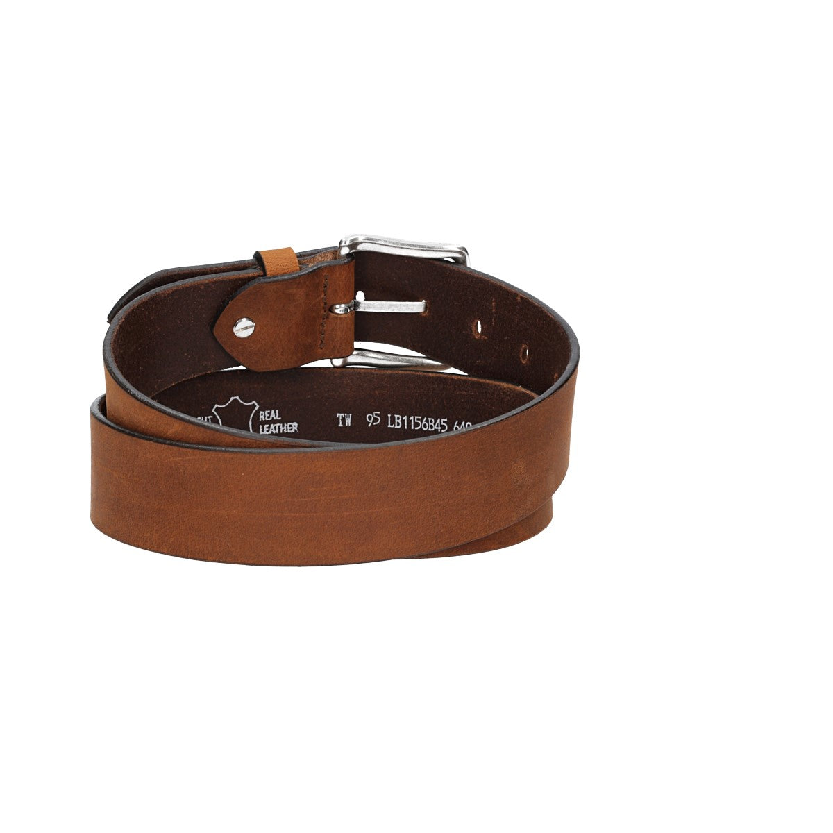 Ledergürtel Cognac 45mm mit Dornschließe in Silber - leder-accessoires.com