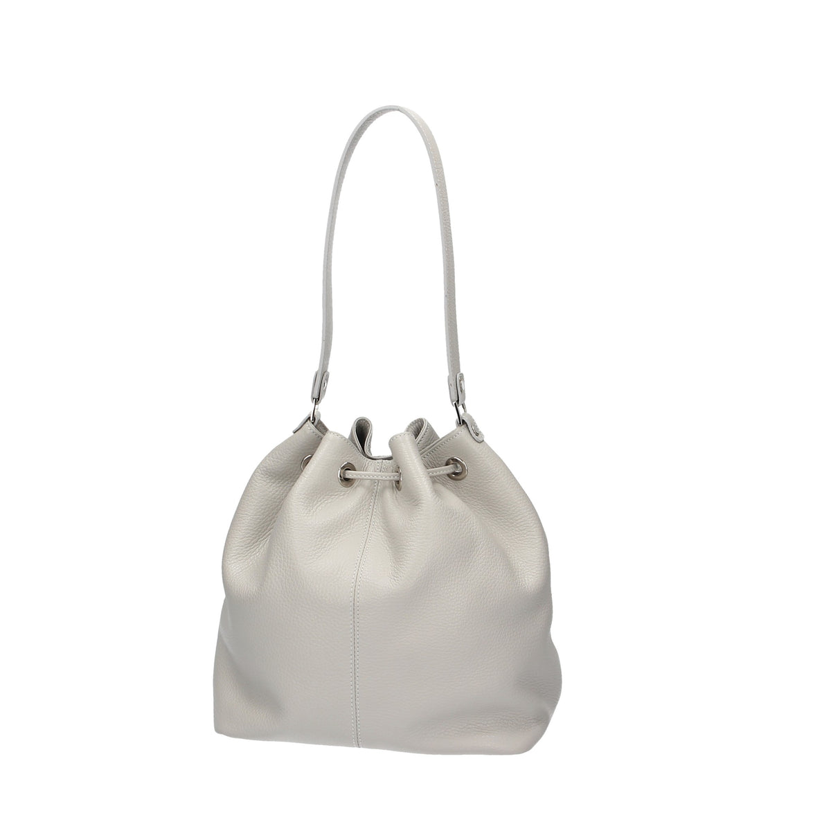Beuteltasche 26x15x25cm in Hellgrau|Perla aus Leder - leder-accessoires.com