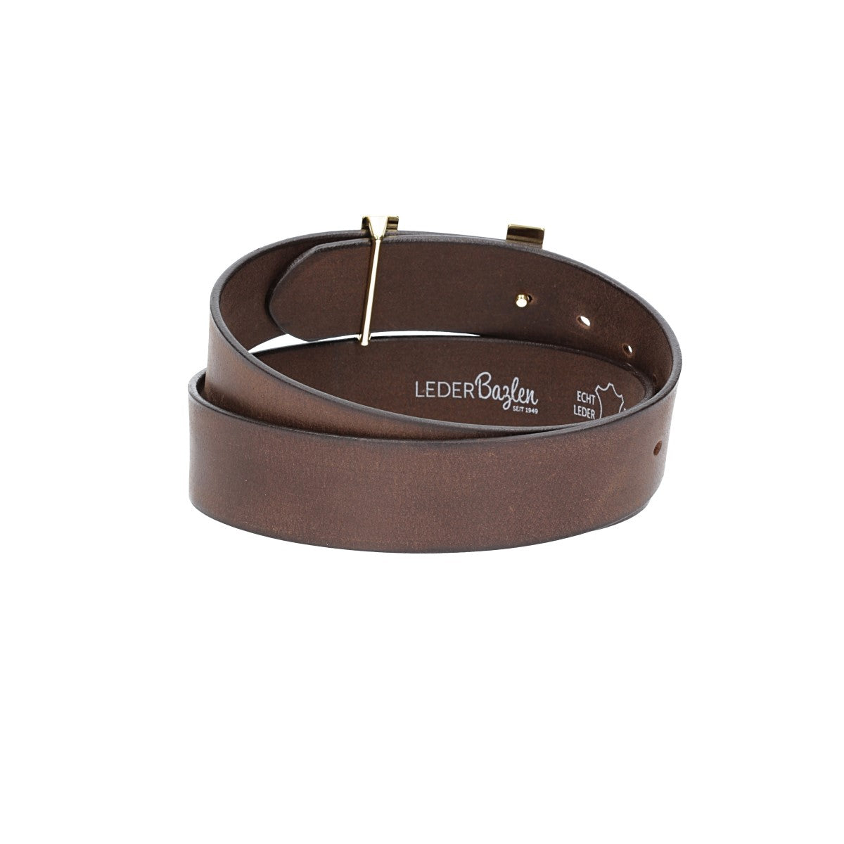 Ledergürtel Braun 40mm mit H-Schließe in Gold - leder-accessoires.com