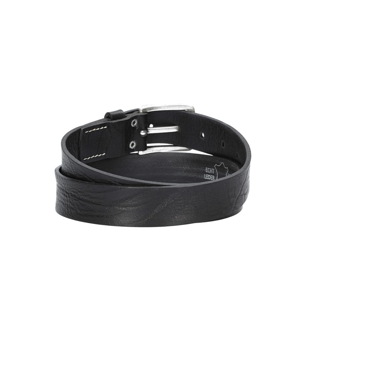 Hochwertiger Ledergürtel 35mm in Schwarz mit rustikaler Schließe in Silber - leder-accessoires.com