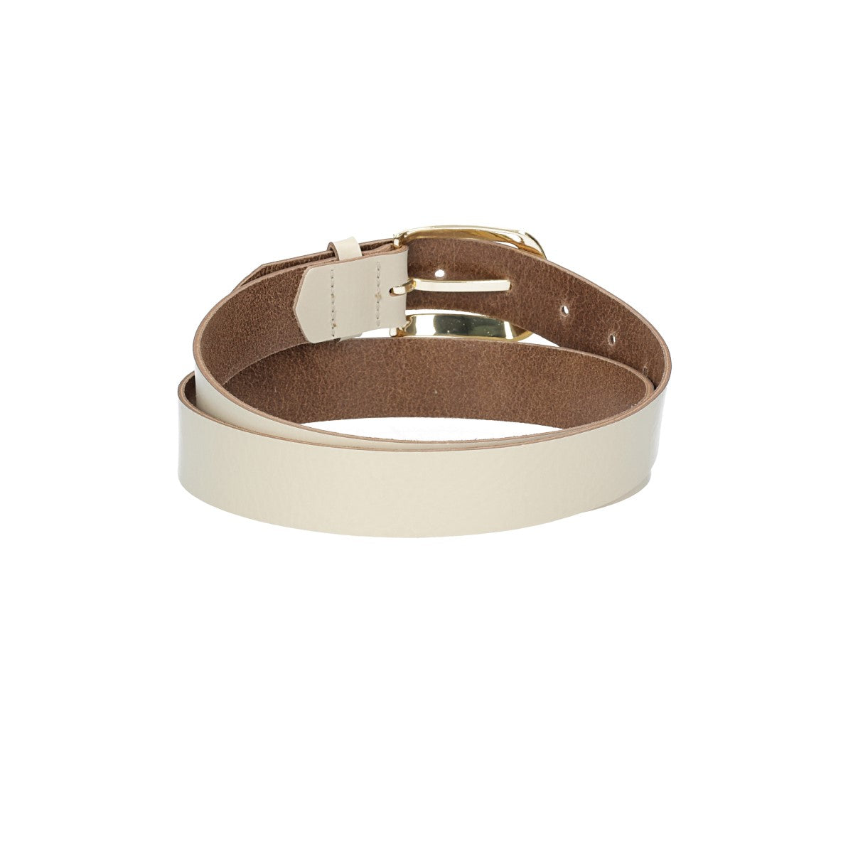 Ledergürtel 30mm in Beige mit Dornschließe in Gold - leder-accessoires.com
