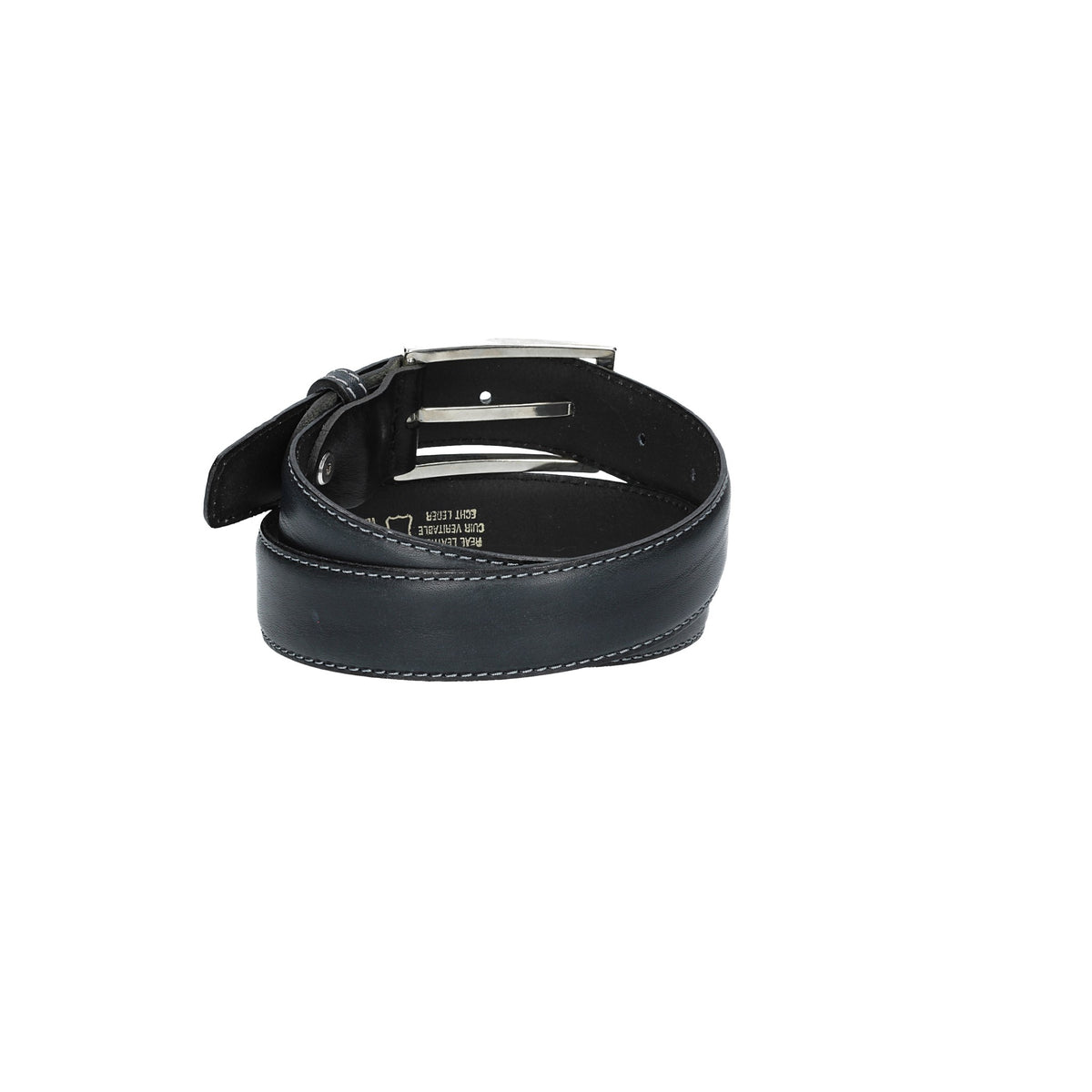Ledergürtel Kids Blau 25mm und weiß abgenäht mit Schließe Silber - leder-accessoires.com
