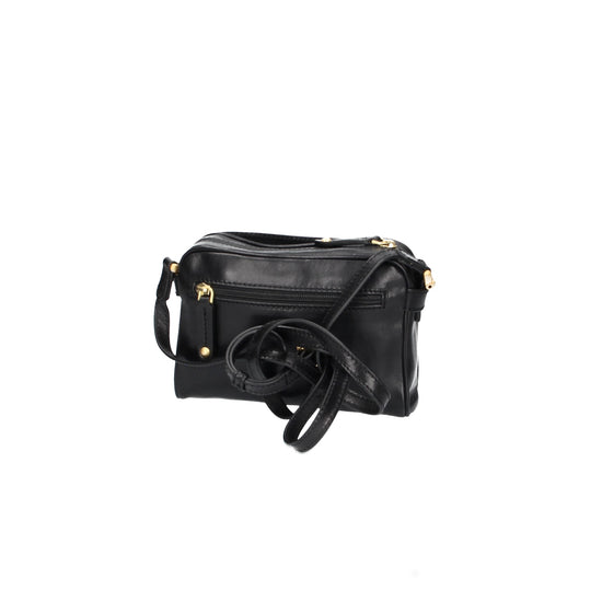 Umhängetasche The Bridge 20x6x14cm in Schwarz mit Reißverschluss - leder-accessoires.com
